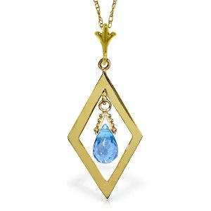 0.7 Carat 14K Solid Yellow Gold Carlitta Blue Topaz Necklace