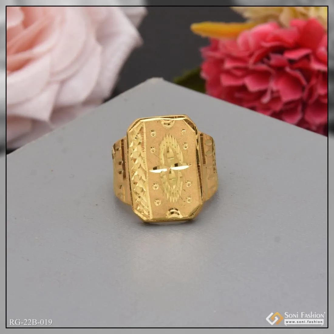 1 Gram Gold Forming Superior Quality Hand-Crafted Design Ring for Men - Style B019