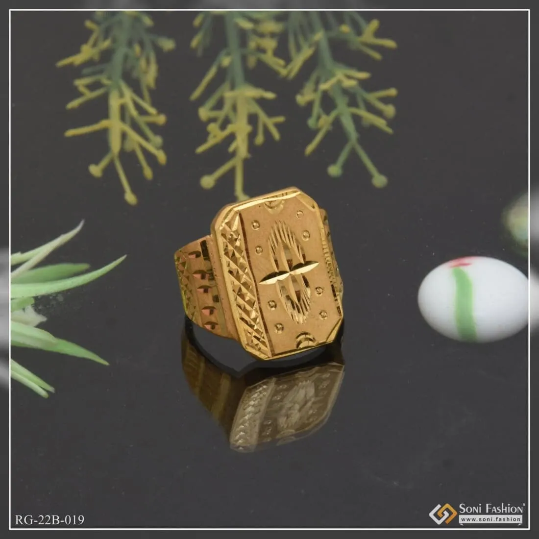 1 Gram Gold Forming Superior Quality Hand-Crafted Design Ring for Men - Style B019