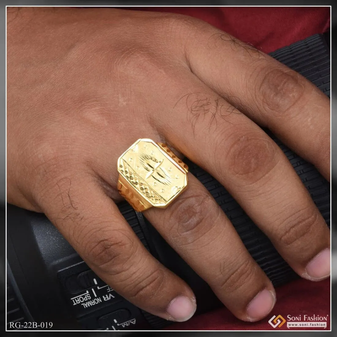 1 Gram Gold Forming Superior Quality Hand-Crafted Design Ring for Men - Style B019