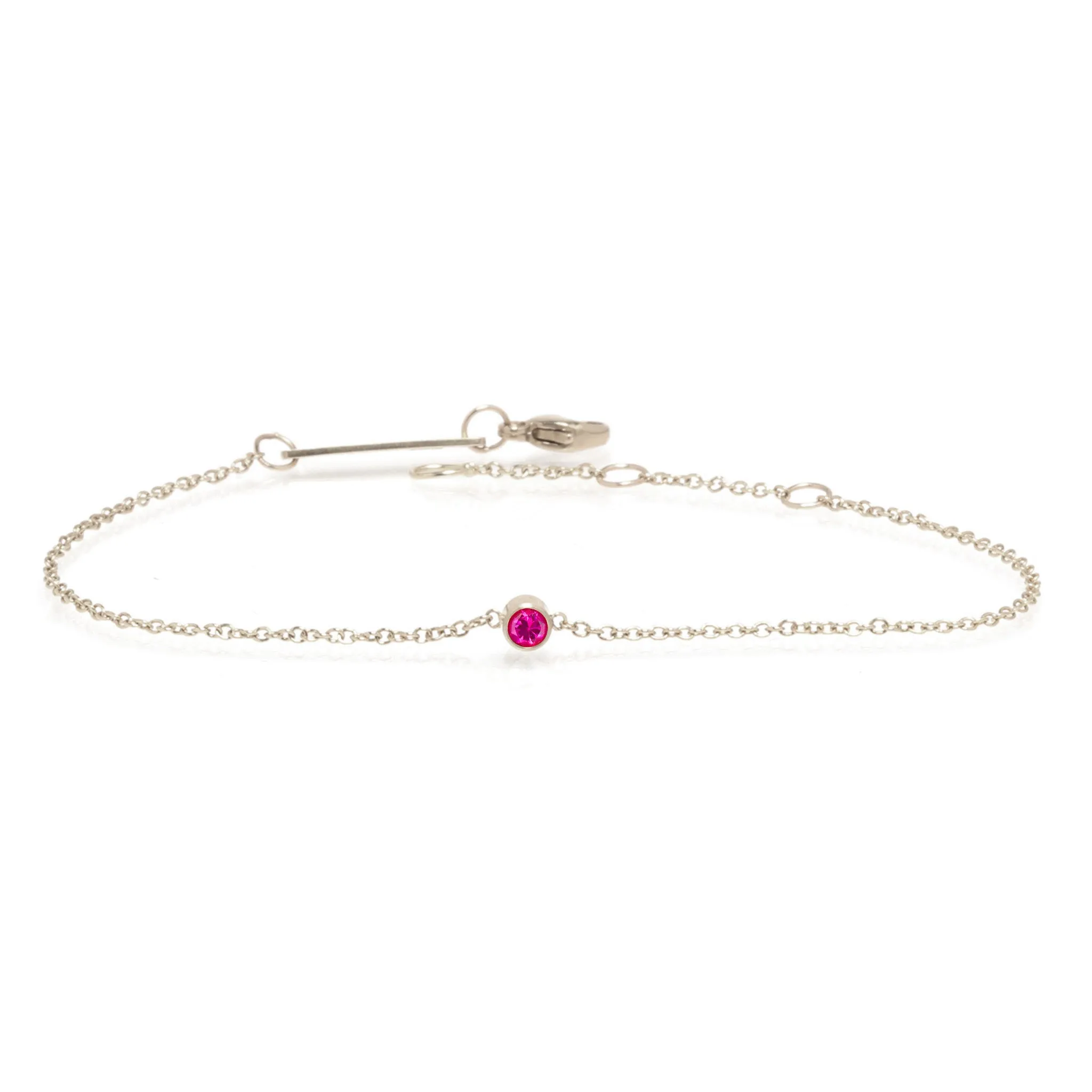 14k Single Pink Sapphire Bezel Bracelet