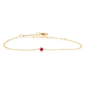 14k Single Pink Sapphire Bezel Bracelet