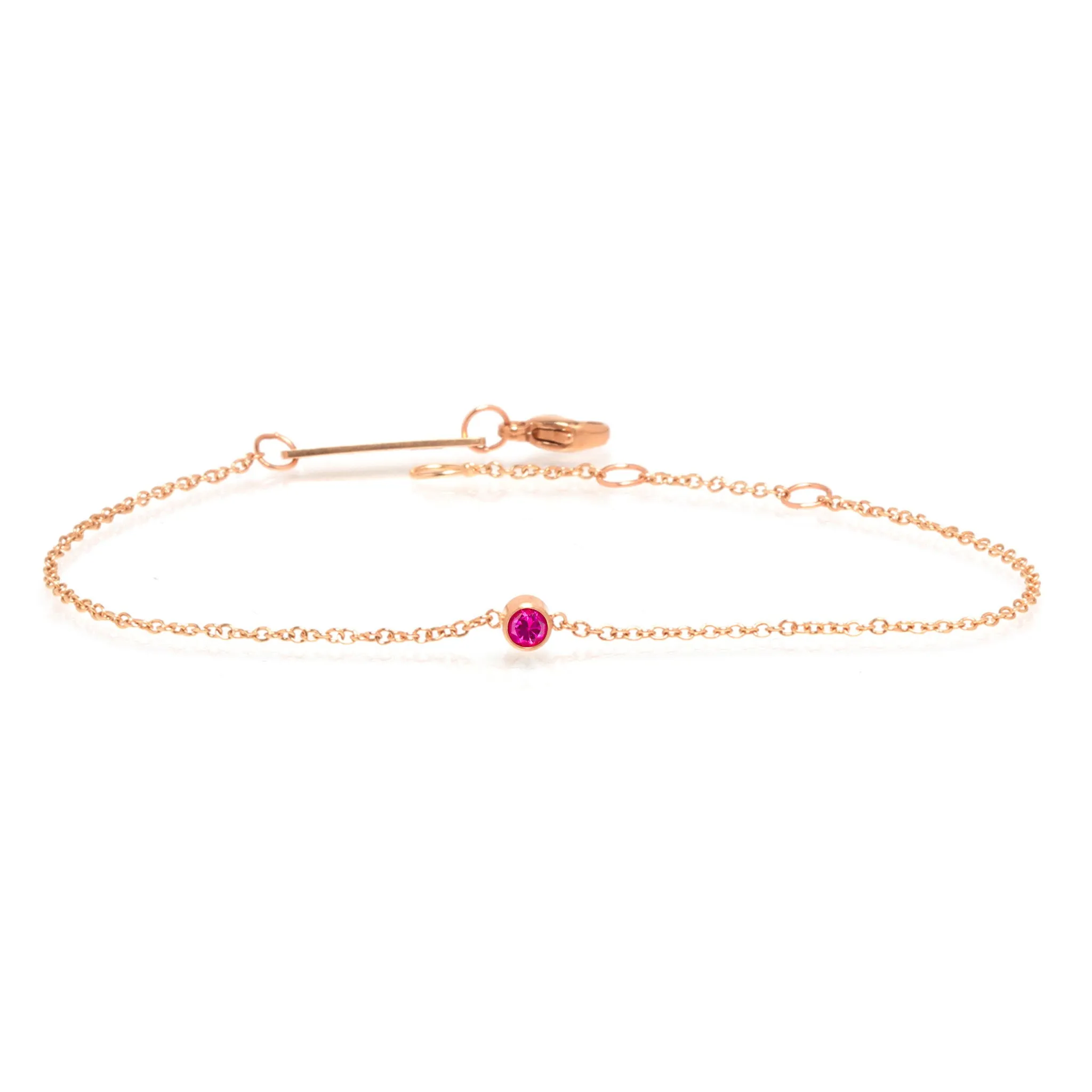 14k Single Pink Sapphire Bezel Bracelet