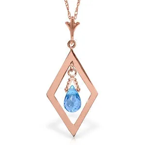 14K Solid Rose Gold Briolette Blue Topaz Necklace Class Platinum