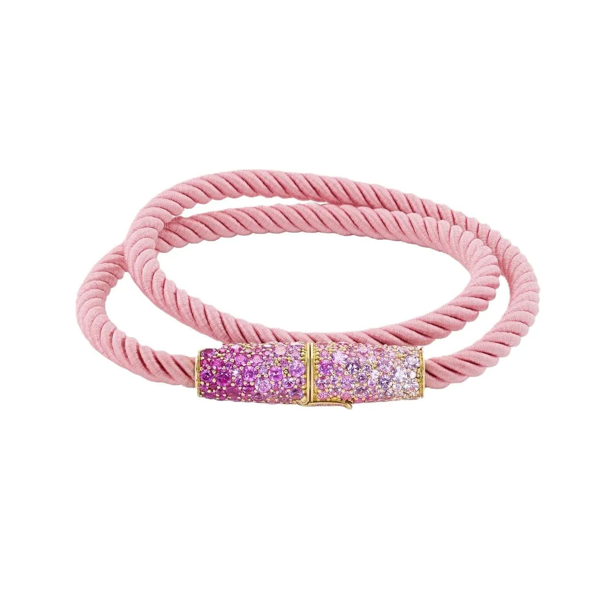 18K Rose Gold Pink Sapphire Small Silk Wrap Bracelet