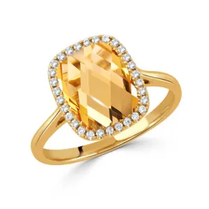 18K YELLOW GOLD DIAMOND AND GOLDEN CITRINE RING