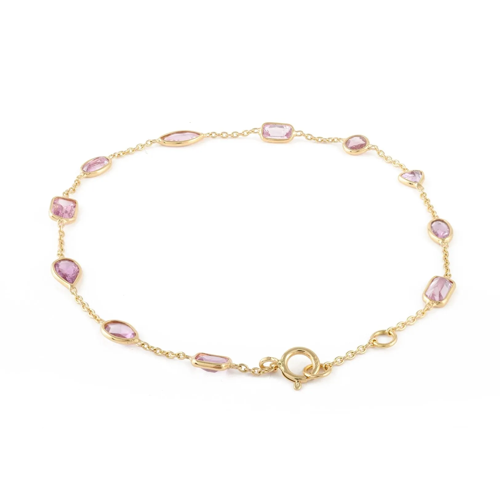 18K Yellow Gold Pink Sapphire Bracelet