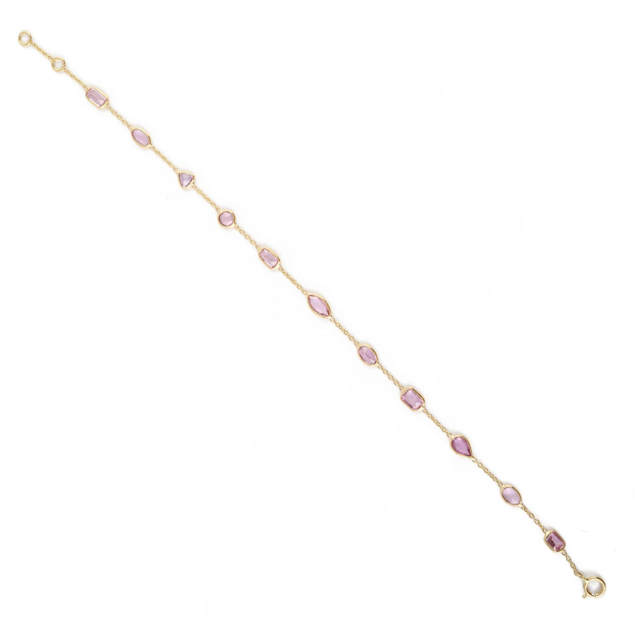 18K Yellow Gold Pink Sapphire Bracelet