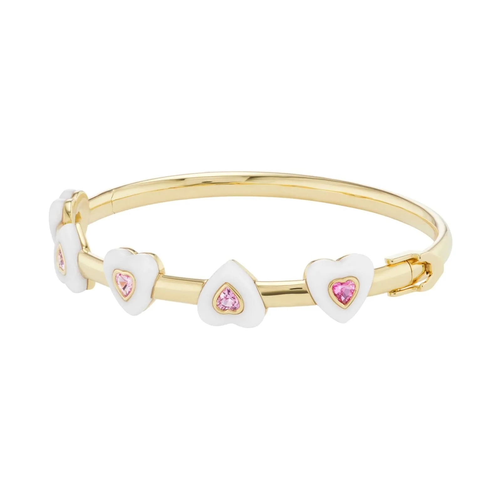 18K Yellow Gold Pink Sapphire Medium Heart Bracelet
