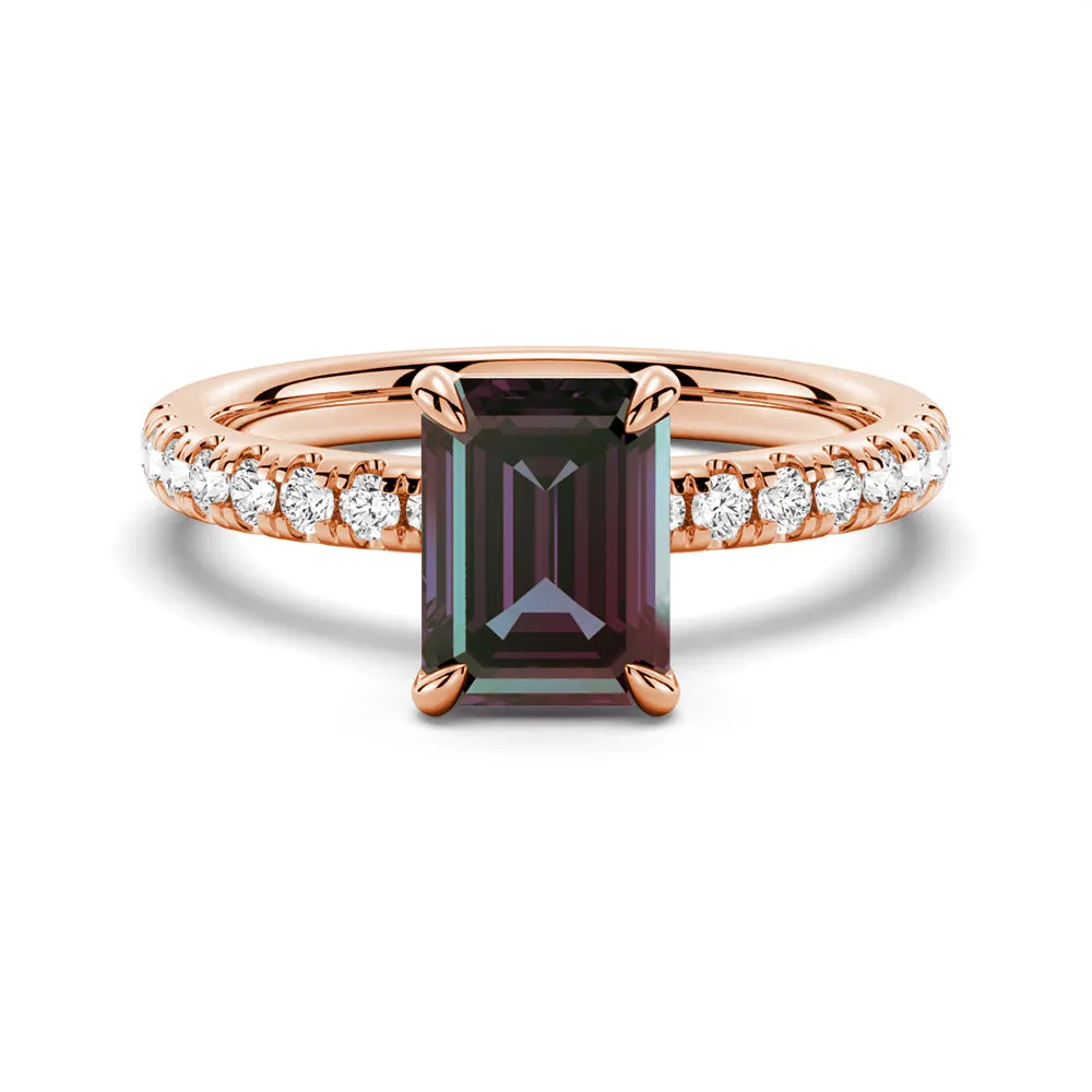 2 CT. Four-Prong Emerald Cut Alexandrite Engagement Ring