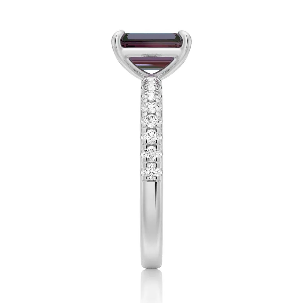 2 CT. Four-Prong Emerald Cut Alexandrite Engagement Ring