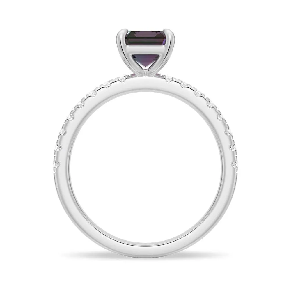 2 CT. Four-Prong Emerald Cut Alexandrite Engagement Ring