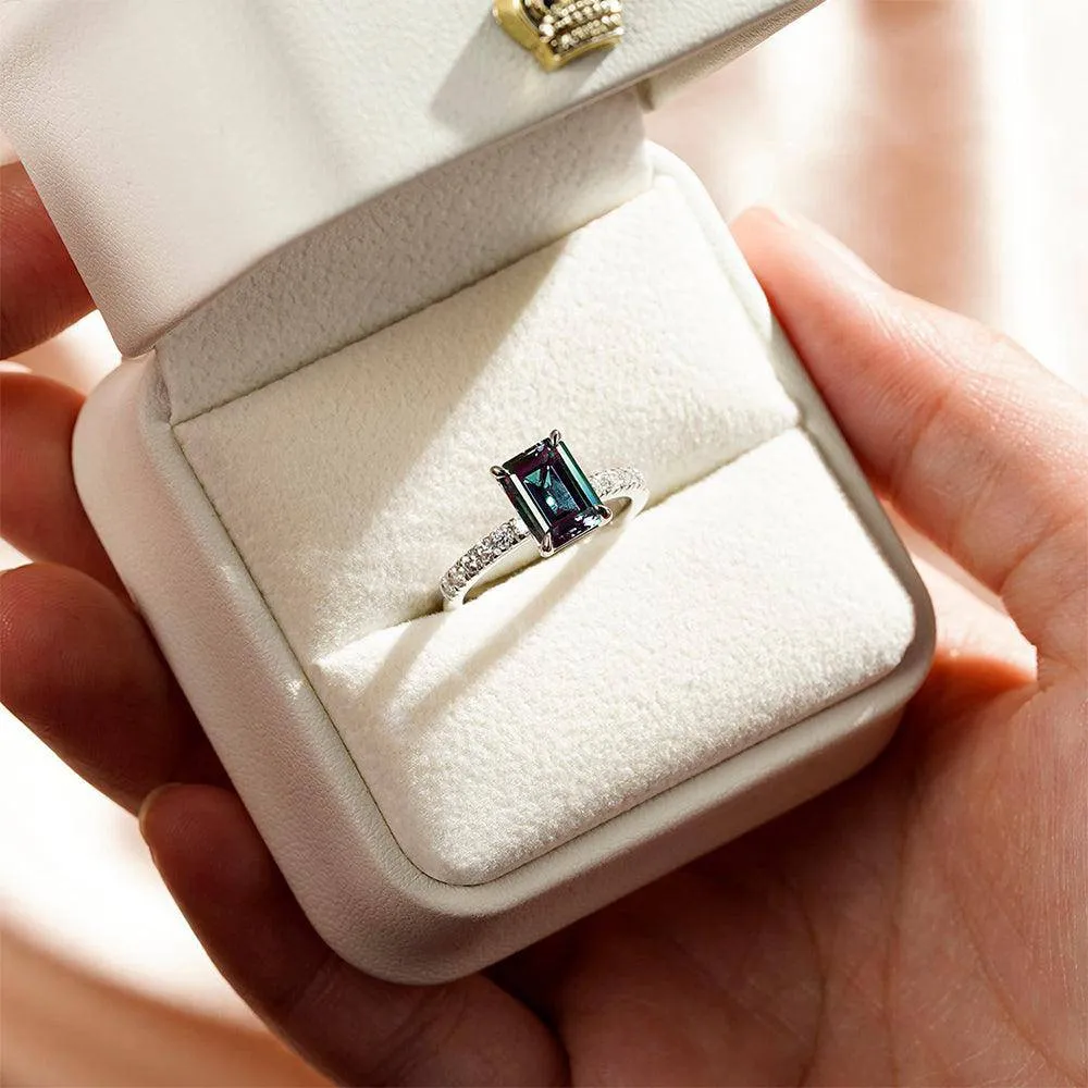 2 CT. Four-Prong Emerald Cut Alexandrite Engagement Ring