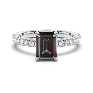 2 CT. Four-Prong Emerald Cut Alexandrite Engagement Ring