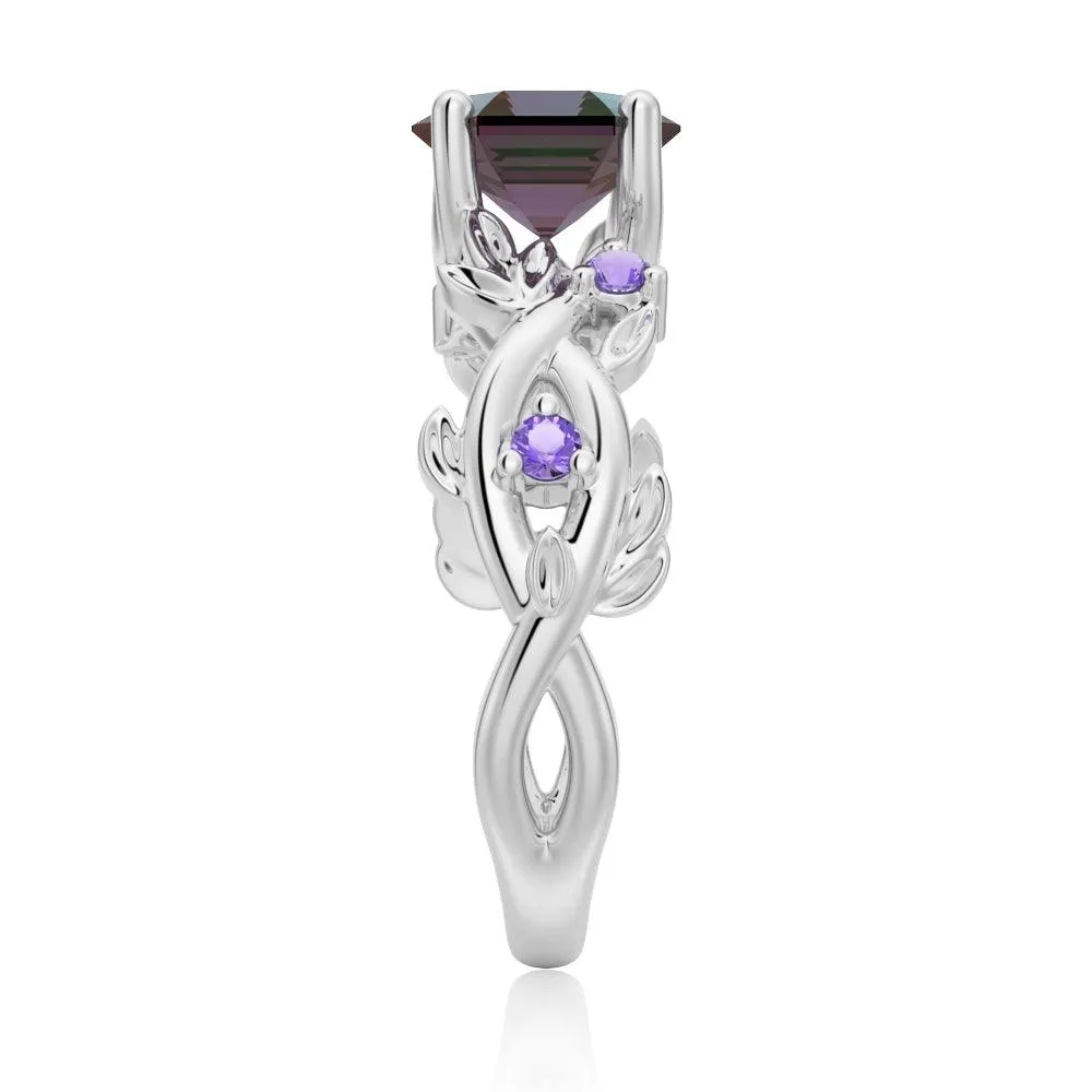 2 CT Vintage Hexagon Cut Alexandrite Engagement Ring With Amethyst