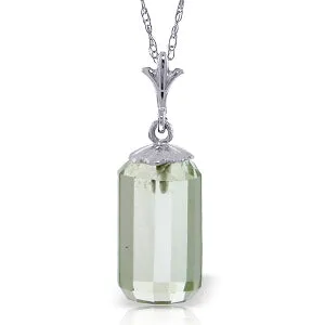 4.5 Carat 14K Solid White Gold Necklace Bullet Cut Green Amethyst