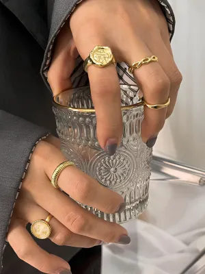 5pcs High-End Golden Hoop Ring