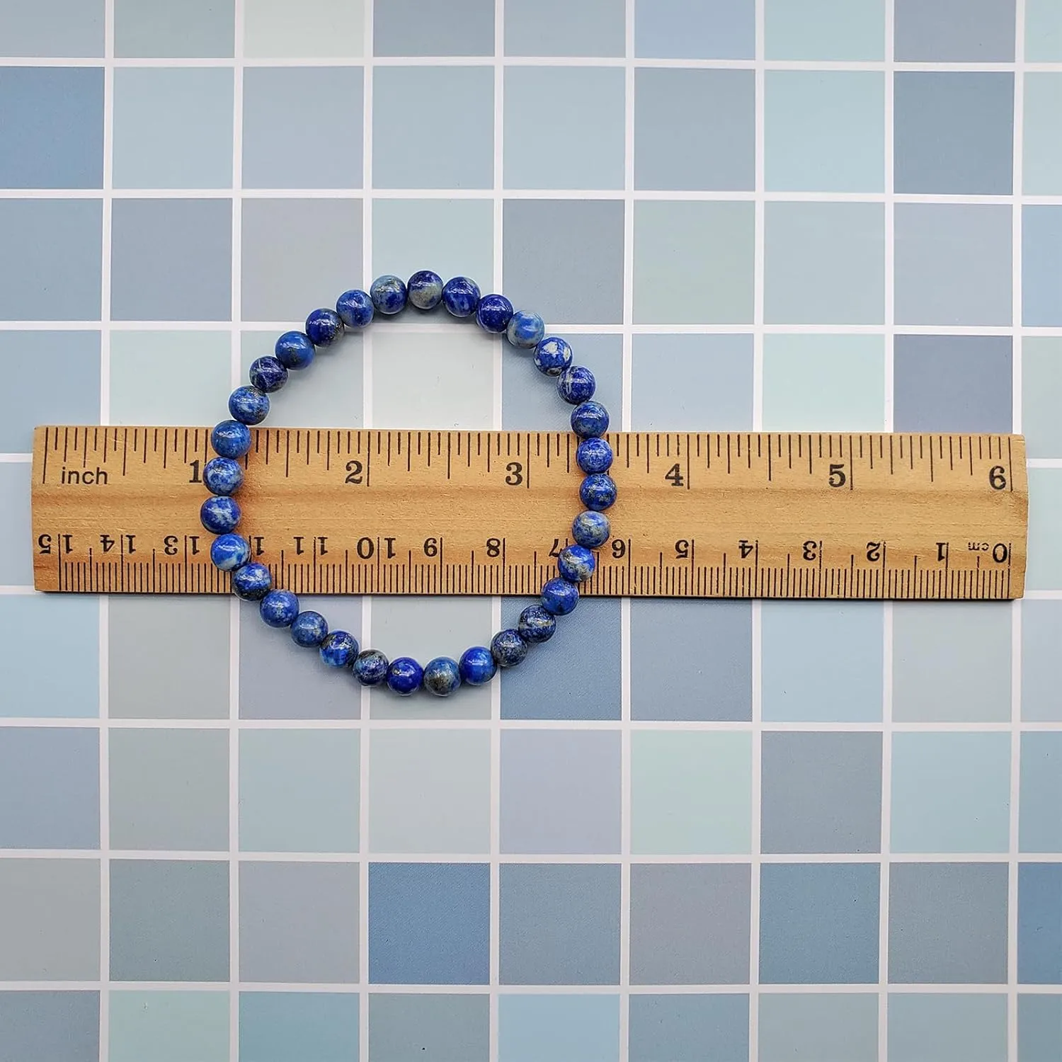 6mm Lapis Lazuli Stretch Bracelet Round Stone Beads Semi Gemstone for Crystal Beaded Elastic Bracelet 7.5"