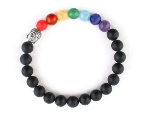 7 seven Chakra bracelet rainbow men unisex bead Meditation Stones Black buddha jewelry Buddhist Prayer energy chakra gifts 8 mm