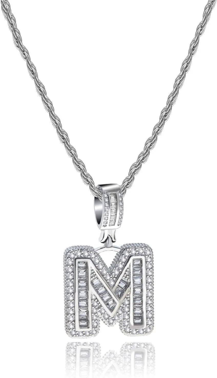 A to Z Initial Letter Necklace for Women Alphabet Name Necklace Personalized Gift 20 inch Cubic Zirconia