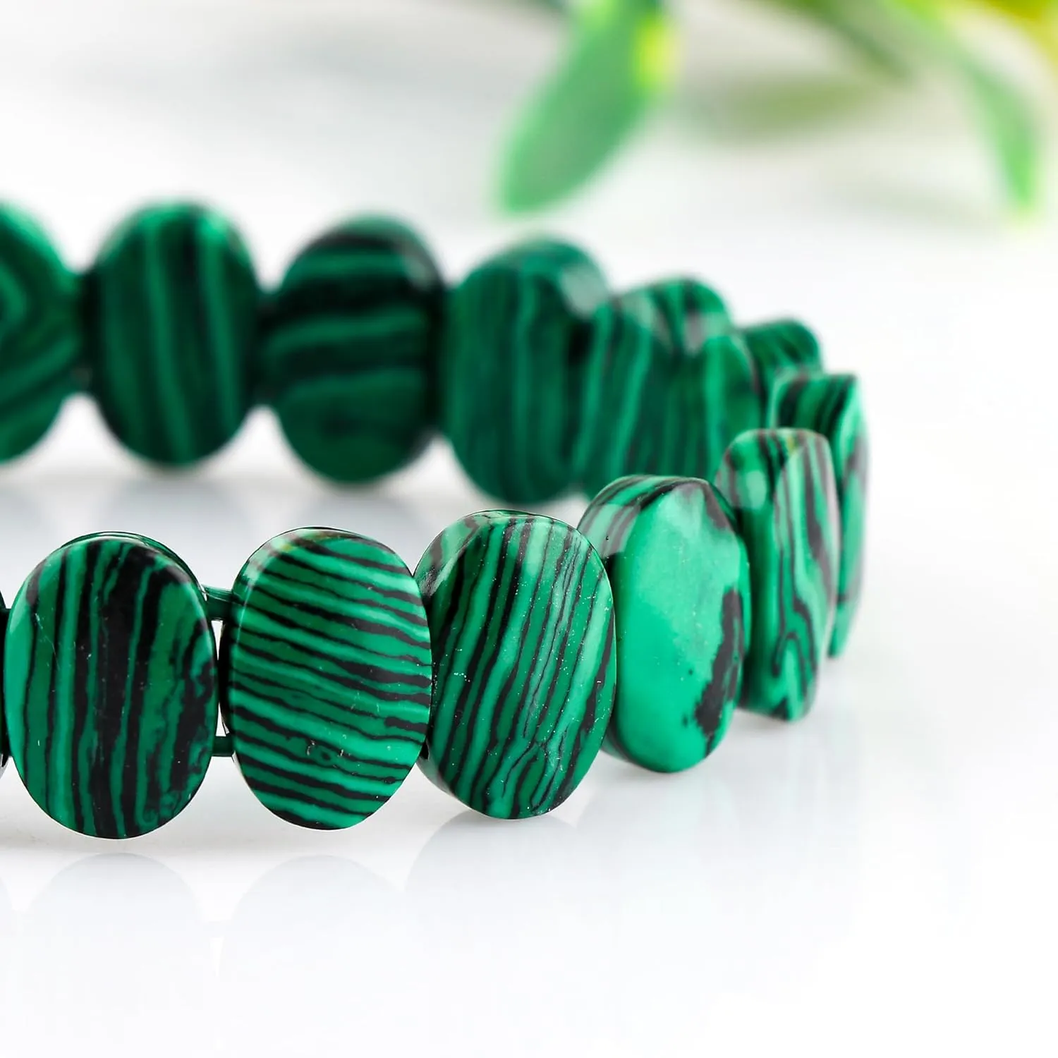 AAA Natural Malachite Gemstone Stretchable Bracelet for Men Women | Handmade Stretch Jewelry | Chakra - Healing - Yoga - Spiritual - Protection | Healing Bracelet