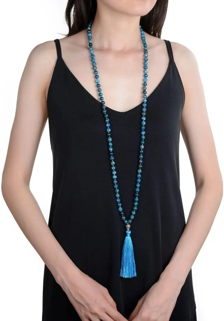 Adabele Premium 108 Mala Beads Malas Necklace - Natural Healing Gemstone Tibetan Buddhist Japa Prayer Meditation Reiki Chakra Stone Quartz Rock Women Men Jewelry