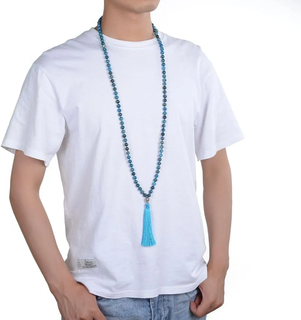Adabele Premium 108 Mala Beads Malas Necklace - Natural Healing Gemstone Tibetan Buddhist Japa Prayer Meditation Reiki Chakra Stone Quartz Rock Women Men Jewelry