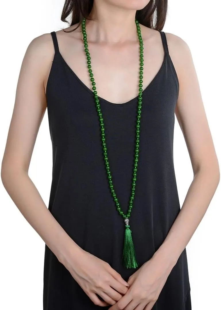 Adabele Premium 108 Mala Beads Malas Necklace - Natural Healing Gemstone Tibetan Buddhist Japa Prayer Meditation Reiki Chakra Stone Quartz Rock Women Men Jewelry