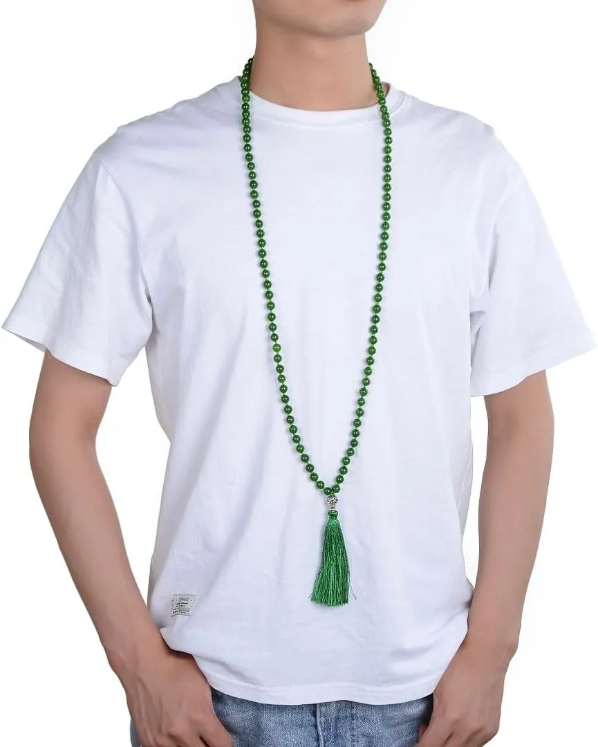 Adabele Premium 108 Mala Beads Malas Necklace - Natural Healing Gemstone Tibetan Buddhist Japa Prayer Meditation Reiki Chakra Stone Quartz Rock Women Men Jewelry