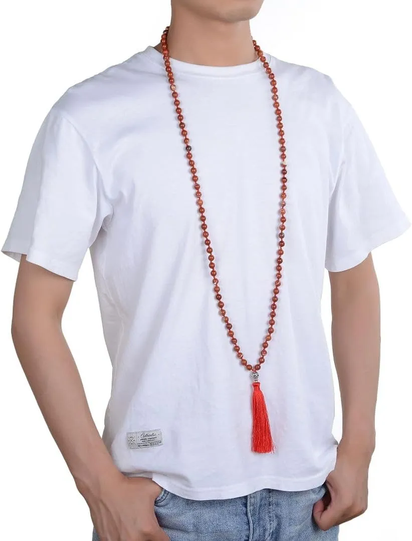 Adabele Premium 108 Mala Beads Malas Necklace - Natural Healing Gemstone Tibetan Buddhist Japa Prayer Meditation Reiki Chakra Stone Quartz Rock Women Men Jewelry