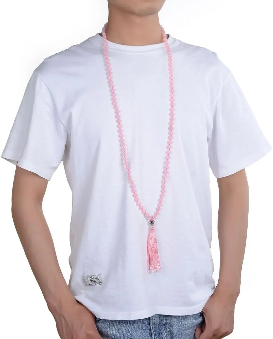Adabele Premium 108 Mala Beads Malas Necklace - Natural Healing Gemstone Tibetan Buddhist Japa Prayer Meditation Reiki Chakra Stone Quartz Rock Women Men Jewelry