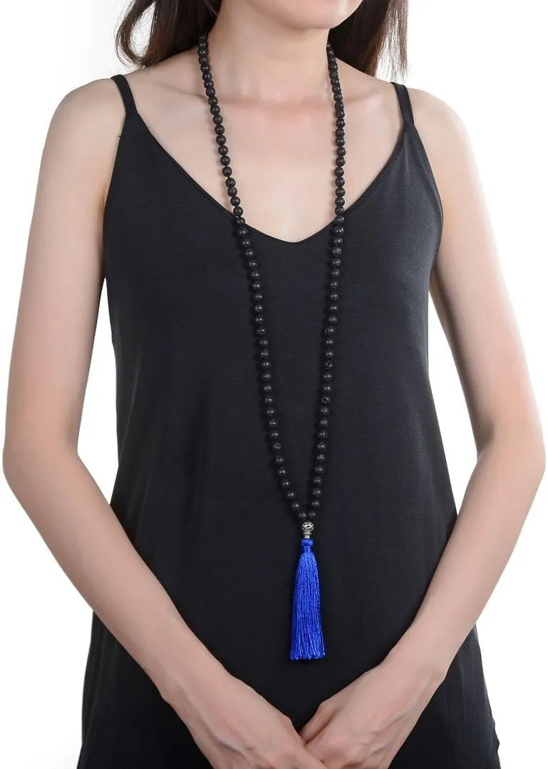 Adabele Premium 108 Mala Beads Malas Necklace - Natural Healing Gemstone Tibetan Buddhist Japa Prayer Meditation Reiki Chakra Stone Quartz Rock Women Men Jewelry