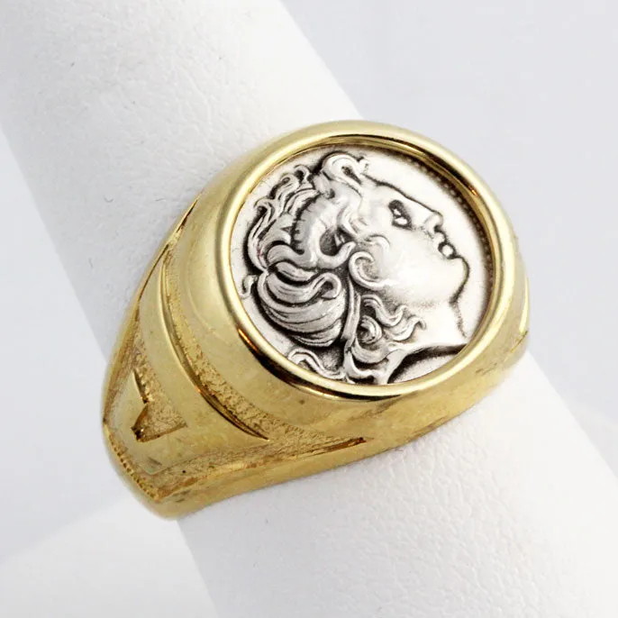 Alexandros Shield Silver & 14K Gold Ring
