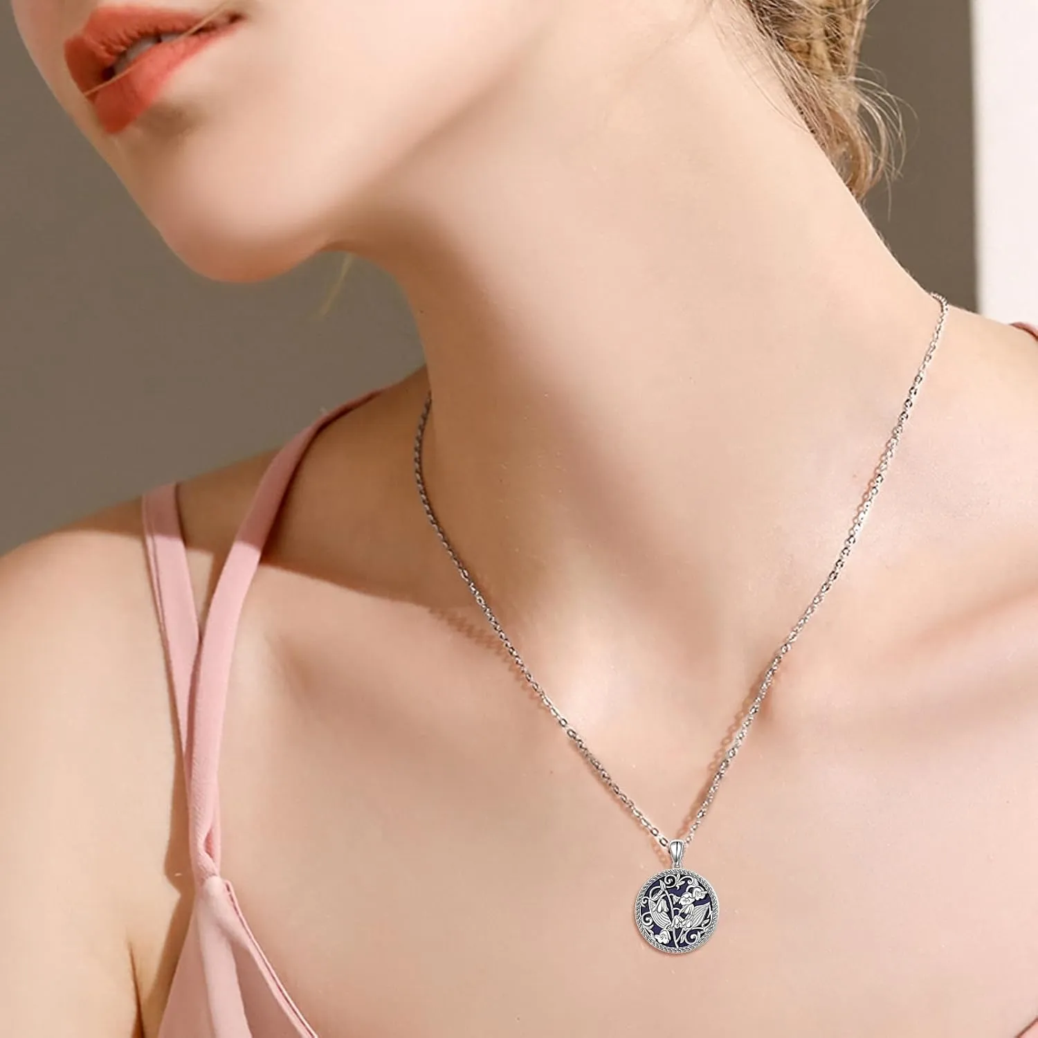 Alphm Handmade Lapis Lazuli Necklace 925 Sterling Silver Lily of the Valley/Ganesha Necklace Jewelry for Women Men