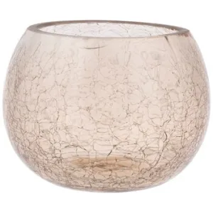 Amber Roly Poly Crackled Glass Candle Holder