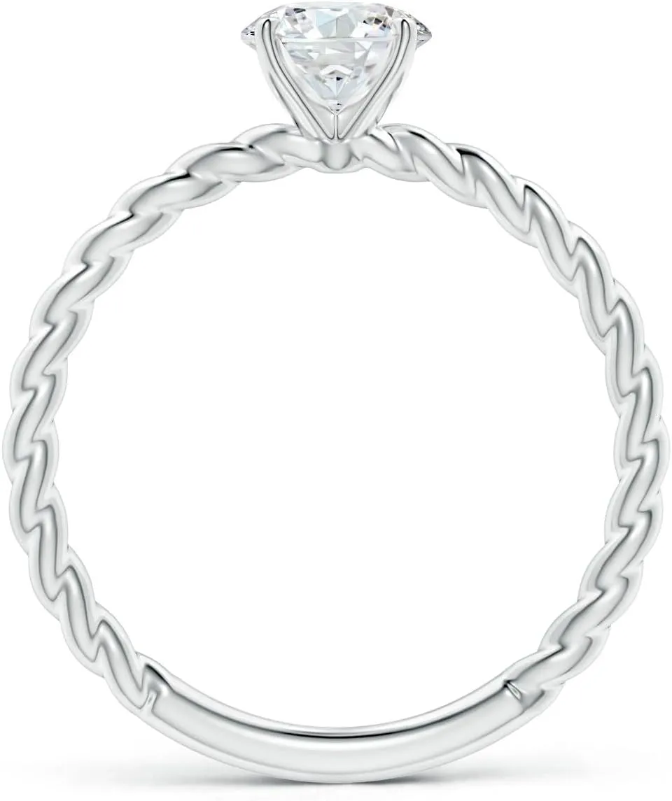 Angara Lab Grown Twisted Shank Round Diamond Solitaire Engagement Ring in Silver / 14K Solid Gold/Platinum | April Birthstone, Birthday, Anniversary, Wedding Jewelry Gift for Women