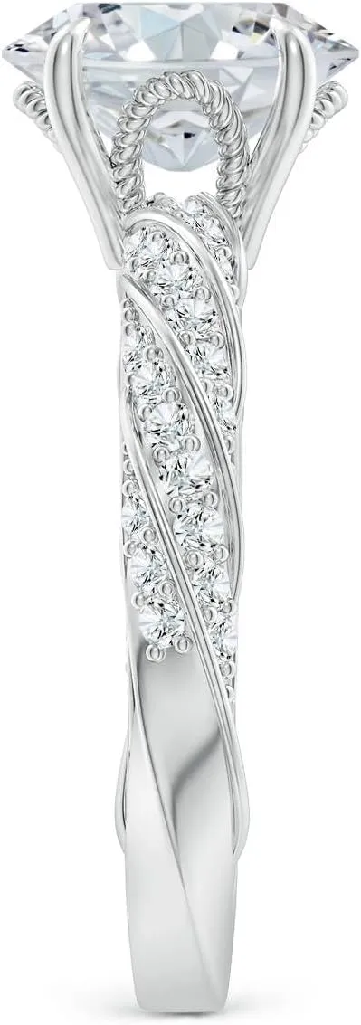 Angara Oval Lab Grown Diamond Twisted Rope Shank Engagement Ring in 14K Solid Gold/Platinum | April Birthstone, Birthday, Anniversary, Wedding Jewelry Gift for Women