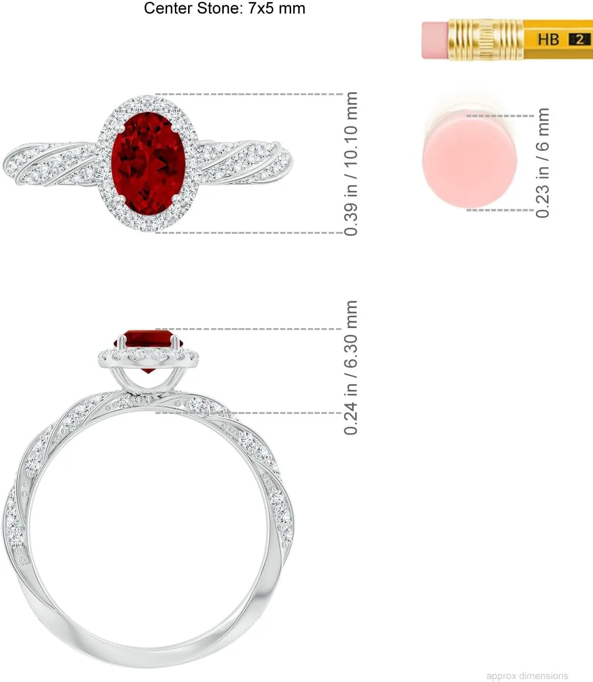 Angara Oval Lab Grown Ruby Halo Twisted Rope Shank Engagement Ring in 14K Solid Gold/Platinum | July Birthstone, Birthday, Anniversary, Wedding Jewelry Gift for Women