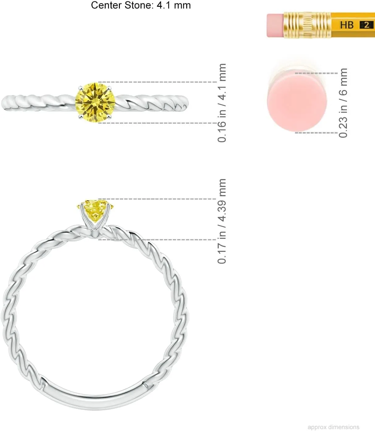 Angara Twisted Shank Round Lab Grown Fancy Intense Yellow Diamond Solitaire Engagement Ring in 14K Solid Gold/Platinum | Birthday, Anniversary, Wedding Jewelry Gift for Women