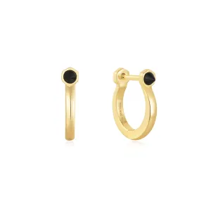 Ania Haie Gold Black Agate Huggie Hoop Earrings E053-04G