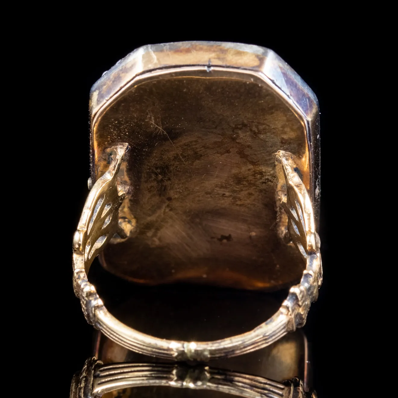 Antique Georgian Silk Pearl Mourning Ring 18Ct Gold Circa 1750