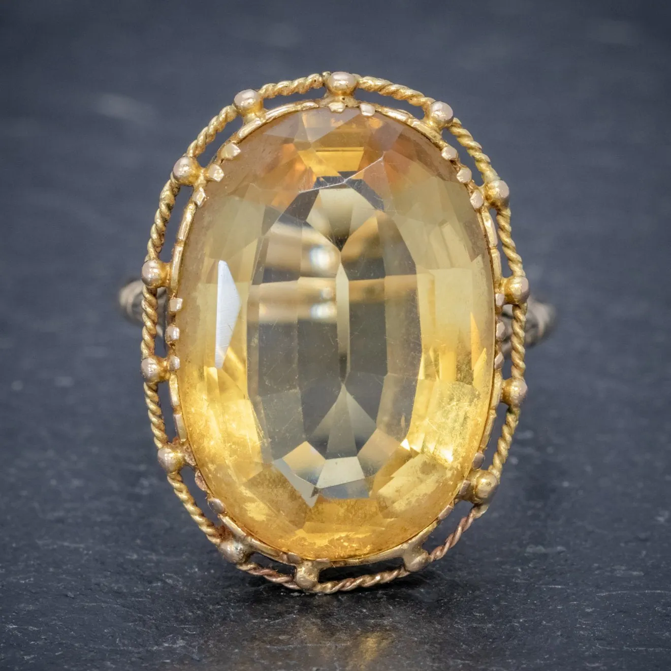 Antique Victorian 12Ct Citrine Ring 9Ct Gold Circa 1900