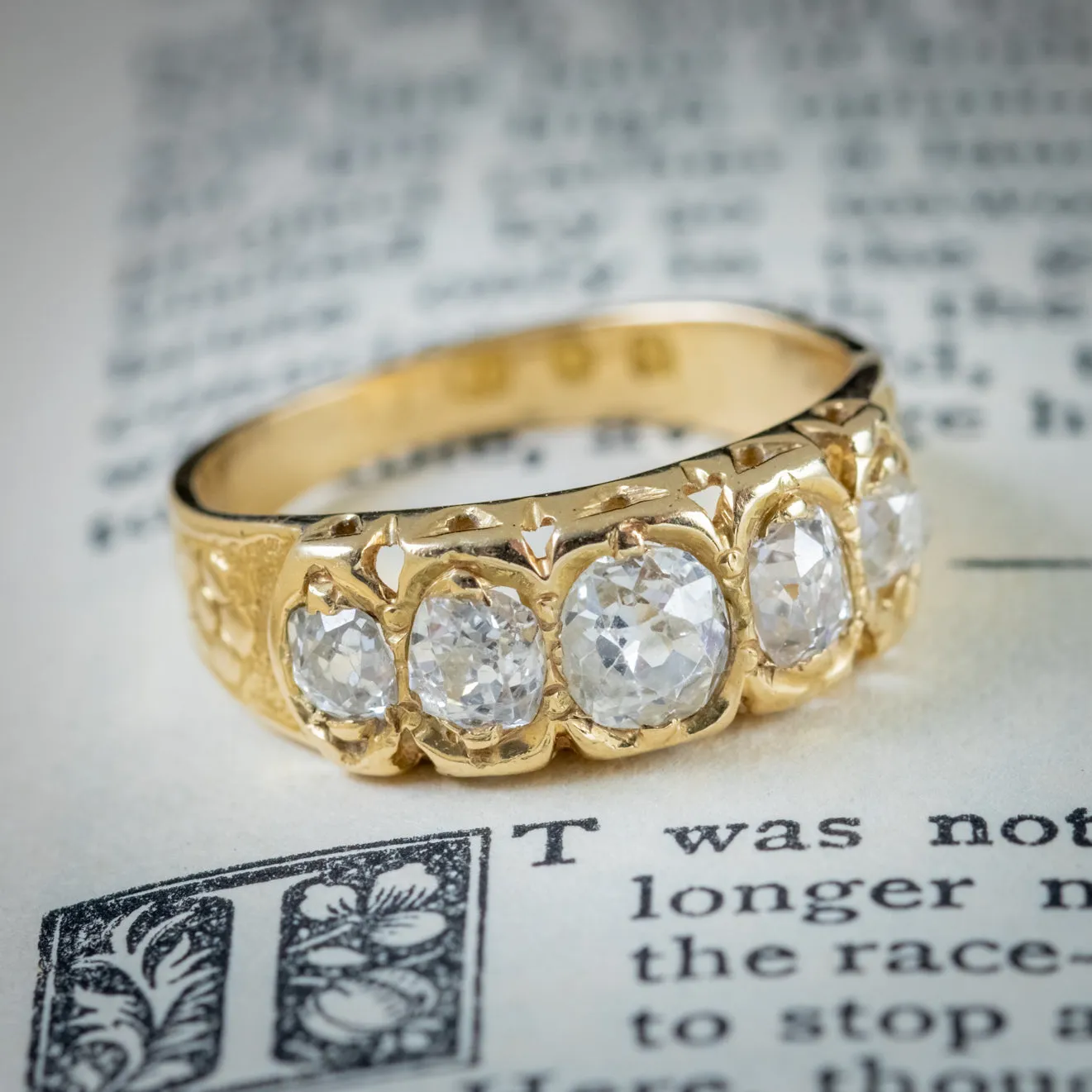 Antique Victorian Diamond Ring 18Ct Gold 1Ct Of Old Cut Diamond Dated 1875