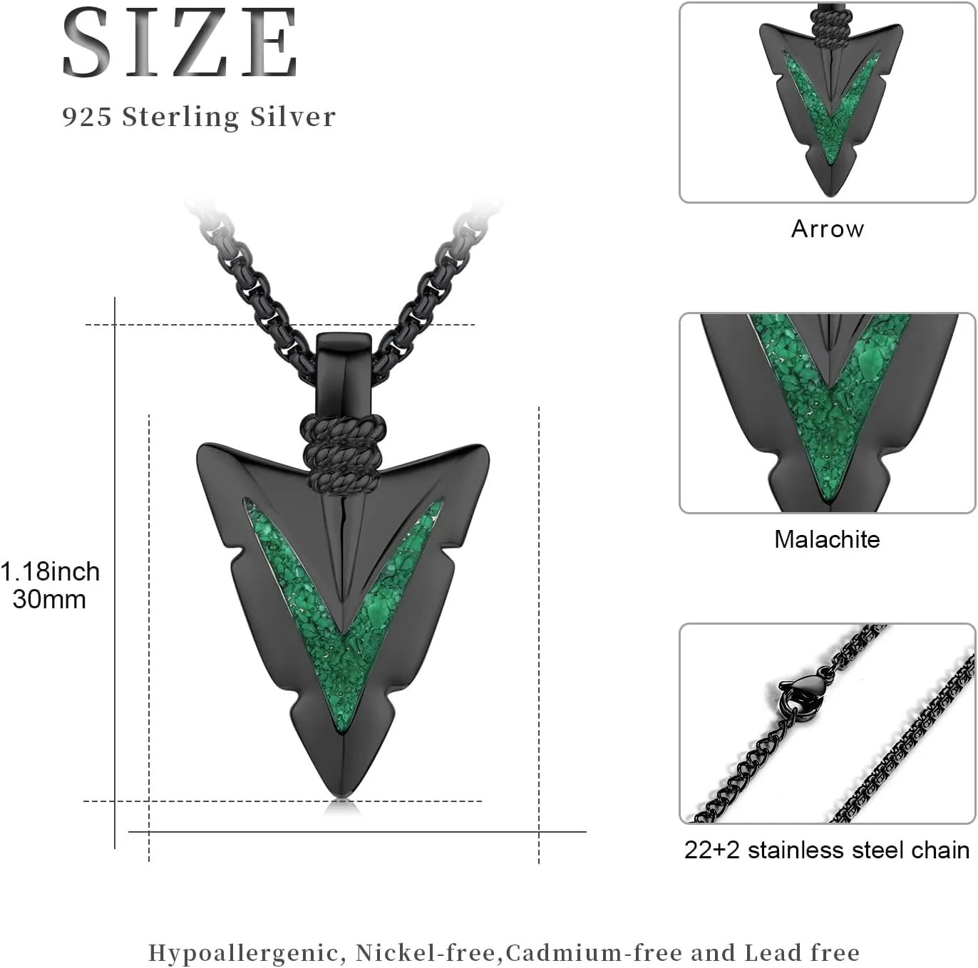 Arrowhead Necklace 925 Sterling Silver Arrow Pendant Necklace Jewelry Gifts for Men Women