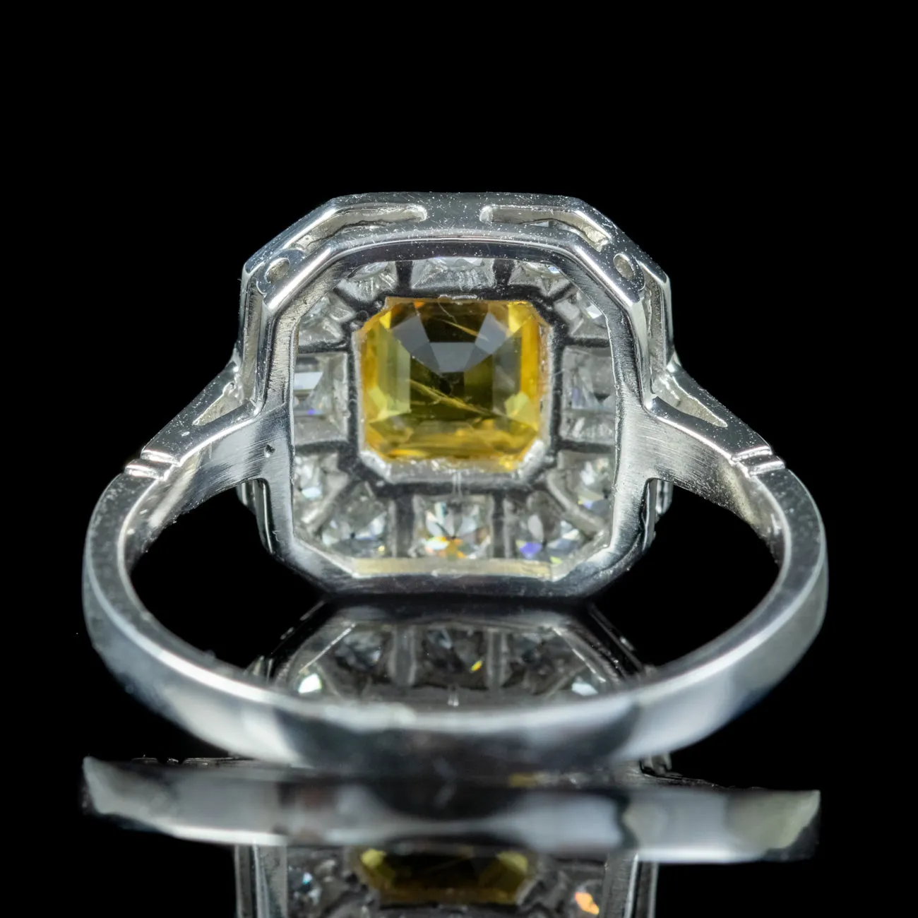 Art Deco Style Yellow Sapphire Diamond Ring 1ct Sapphire
