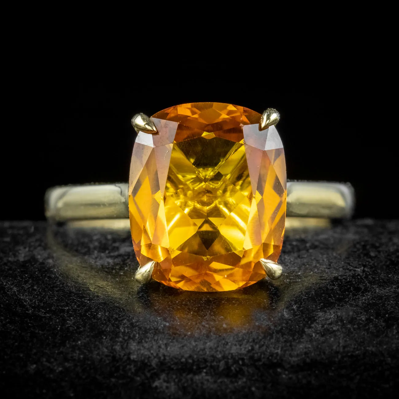 Art Deco Style Yellow Sapphire Solitaire Ring 6ct Sapphire With Cert