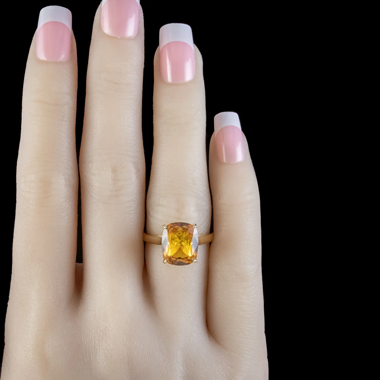 Art Deco Style Yellow Sapphire Solitaire Ring 6ct Sapphire With Cert