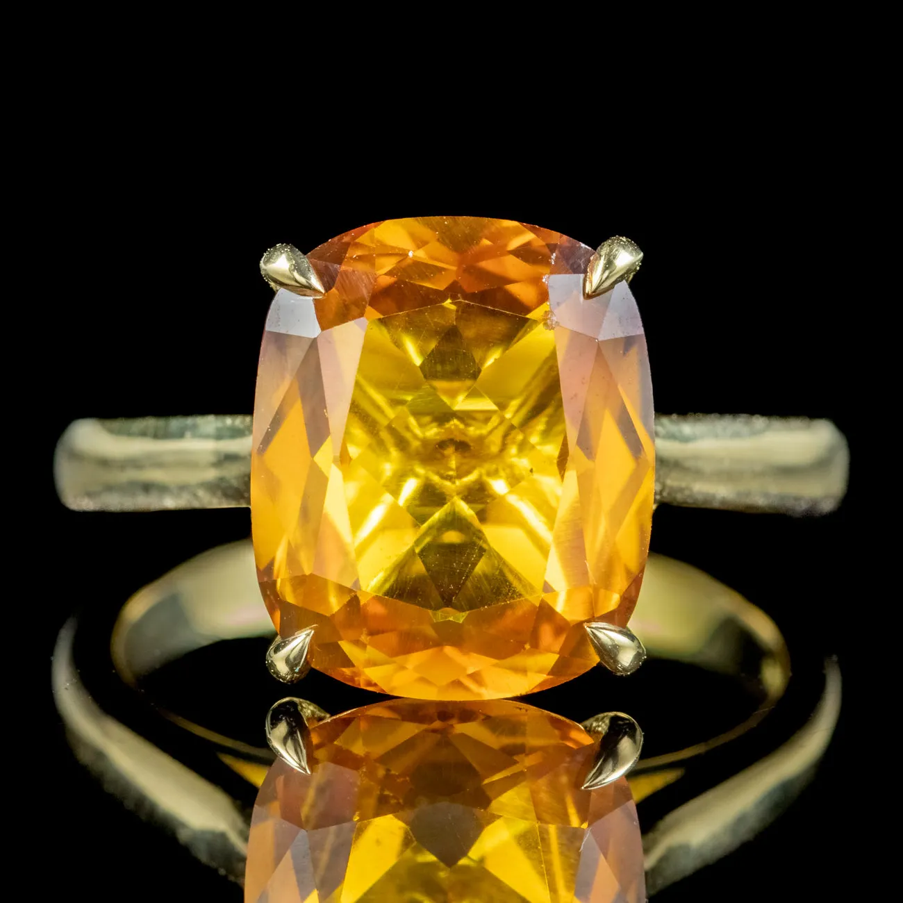 Art Deco Style Yellow Sapphire Solitaire Ring 6ct Sapphire With Cert