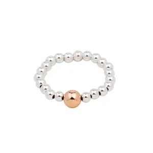 Bella Bead Stack | Ring | Sterling Silver, 14K Rose Gold