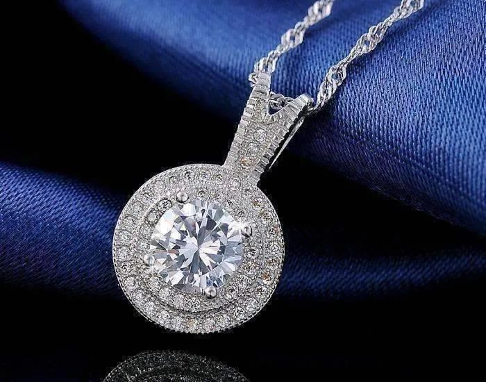 Belle Epoque Style Pendant Necklace with 1.25ct Swiss Cz in Platinum Plated Micro Pave' Setting For Woman